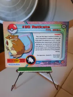 Pokemon Raticate #20 Topps Series 1 Blue Label NM TV Animation 1st Print NM - Image 2