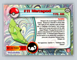 Pokemon Topps TV Animation Edition 1999 Black Logo #11 Metapod - Image 2