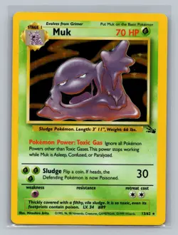 Pokemon TCG #13/62 Muk (13) Fossil Holo LP - Image 1