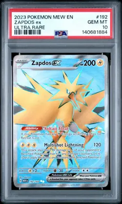 2023 POKEMON MEW EN-151 ULTRA RARE #192 ZAPDOS EX PSA 10 - Image 1