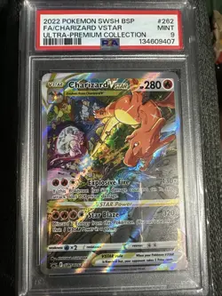 2022 POKEMON SWSH BLACK STAR PROMO UPC #262 FULL ART CHARIZARD VSTAR MINT PSA 9 - Image 1