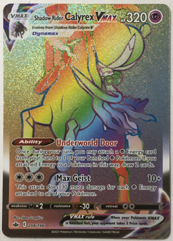 POKEMON SHADOW RIDER CALYREX VMAX 204/198 CHILLING REIGN F/A RAINBOW RARE NM - Image 1