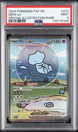 2024 POKEMON PAF EN-PALDEAN FATES SPECIAL ILLUSTRATION RARE #232 MEW EX PSA 9 - Image 1
