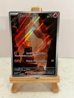 Pokemon Charmander Illustration Rare Full Art Holo Scarlet & Violet 151 #168/165 - Image 1