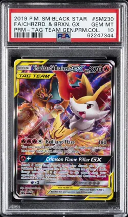2019 POKEMON SM BLACK STAR PROMO #SM230 FULL ART/CHARIZARD & BRAIXEN GX PSA 10 - Image 1