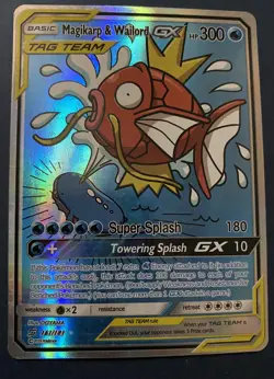 Pokemon Magikarp & Wailord GX TAG TEAM Ultra Rare Full Art Holo 161/181 Team Up - Image 3