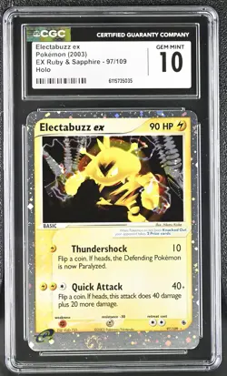 CGC 10 GEM MINT Electabuzz ex EX Ruby & Sapphire 97/109 Holo SWIRL Pokemon Card - Image 1