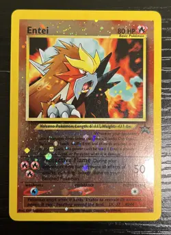 Pokemon TCG Entei #34 Black Star WOTC Movie Promo Reverse Holo Card Vintage LP - Image 1