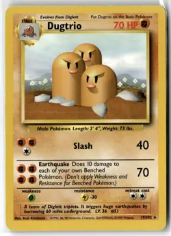 Dugtrio ⭐ 19/102 Rare Base Set 1999 Pokemon LP - Image 1