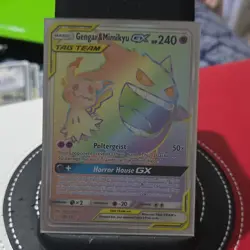 Pokemon Gengar & Mimikyu GX Secret Rare Full Art Holo 186/181 Team Up TCG - Image 1