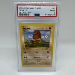 1999 Pokemon Base Set Shadowless 1st Edition Diglett #47 PSA 9 Mint - Image 1