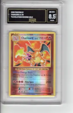 CHARIZARD XY EVOLUTIONS SET RARE REVERSE HOLO-FOIL POKEMON 11/108 SLABBED GMA 8. - Image 1