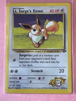 Lt. Surge's Eevee 51/132 Gym Challenge Uncommon 100% authentic - Image 1