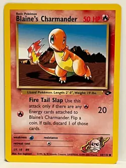 Vintage 2000 Pokemon TCG Gym Challenge BLAINE'S CHARMANDER 60/132 NM, Eng, Unltd - Image 1