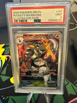 ​2025 Pokemon DRI EN Illustration Rare #191 Rocket's Houndoom PSA 9 - Image 1