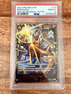 2023 One Piece EN Offline Regional Top 64 #114 Borsalino PSA 10 🔥 GEM MINT - Image 1
