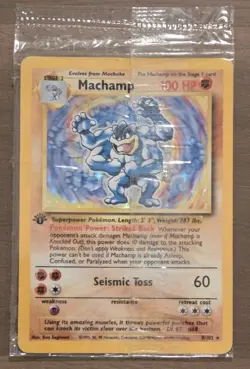 Pokemon TCG Machamp 1st Edition Holo 8/102 Rare Factory Sealed Holographic ! - Image 1
