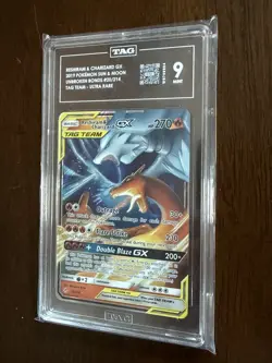 Pokemon TCG Reshiram And Charizard GX 20/214 Tag Team Graded TAG 9 - Image 1