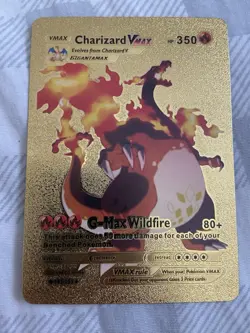 Pokemon Charizard VMAX Gold Foil Fan Art Collector Card - Image 1
