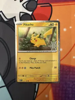 2023 Pokemon Gaming SV 151 - MEW EN Pikachu Cosmos Holo #025/165 HOLIDAY STAMP - Image 1