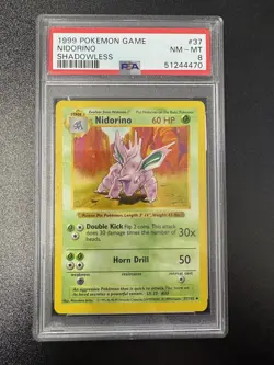 1999 Pokemon Game Nidorino #37 Shadowless PSA 8 - Image 1