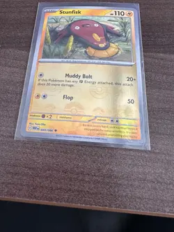 2025 Pokemon White Flare Stunfisk Reverse Holo Master Ball Uncommon #035/086 - Image 1