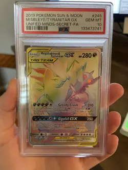 2019 Pokemon Sun & Moon Unified Minds, Sableye/Tyranitar GX Full-Art PSA 10 - Image 1