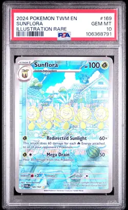 2024 Pokemon TWM EN-Twilight Masquerade Sunflora Illustration Rare PSA 10 #169 - Image 1