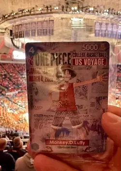 One Piece CCG Promo Monkey.D.Luffy 5000 College Basketball US Voyage Card - Image 1