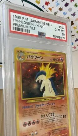 PSA 10 GEM Mint Holo TYPHLOSION #157 - 1999 JAPANESE NEO PREM FILE - Pokemon TCG - Image 2