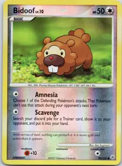 Bidoof #70/130 Reverse Holo Diamond and Pearl Pokemon LP - Image 1