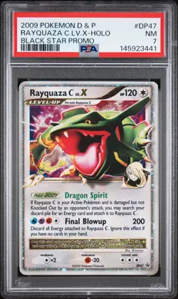 2009 POKEMON DIAMOND & PEARL BLACK STAR PROMO #DP47 RAYQUAZA C LV.X-HOLO PSA 7 - Image 1