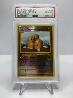 2016 POKEMON XY EVOLUTIONS #56 DUGTRIO-REVERSE FOIL PSA 10 - Image 1