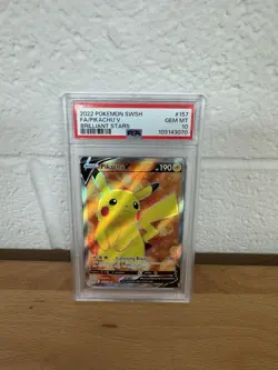 2022 POKEMON SWORD & SHIELD BRILLIANT STARS #157 FULL ART/PIKACHU V PSA 10 - Image 1