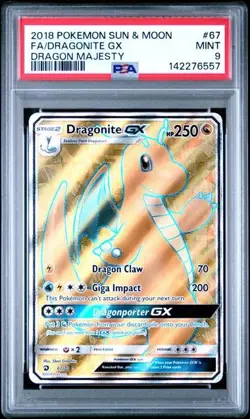 PSA 9 DRAGONITE GX 67 DRAGON MAJESTY SUN & MOON POKEMON MINT BM - Image 1