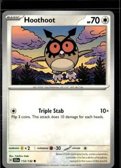 Pokemon Hoothoot 114/142 Stellar Crown Non Holo Common 4 Card Lot - Image 1
