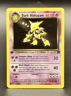 Pokemon Dark Alakazam TCG 1st Edition Holo Rare Card 1/82 Near Mint - Image 1