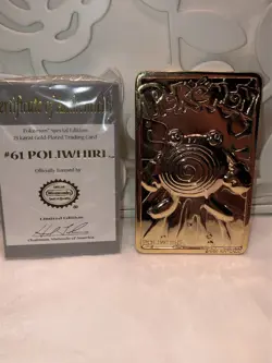 Pokemon Poliwhirl Tadpole Metal Nintendo 23 Karat Gold Plated Trading Card 1999 - Image 4
