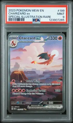 2023 POKEMON MEW EN-151 SPECIAL ILLUSTRATION RARE 199 CHARIZARD EX PSA 9 REGADEU - Image 1