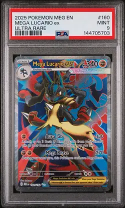 Pokemon TCG Mega Lucario EX 160/132 Ultra Rare Holo Mint PSA 9 - Image 1