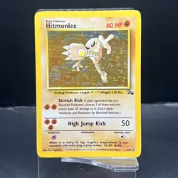 hitmonlee fossil holo 7/62 pokemon 1999 Excellent LP - Image 1