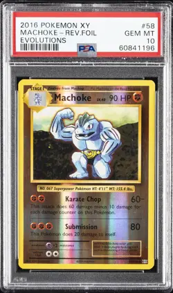 2016 POKEMON XY EVOLUTIONS #58 MACHOKE-REVERSE FOIL PSA 10 - Image 1