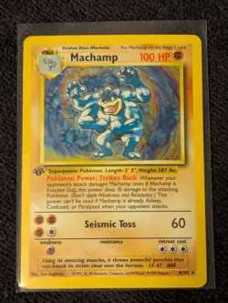 Vintage WOTC Pokemon TCG 1st Ed Base Set 1 Holo Machamp 8/102 LP - Image 1