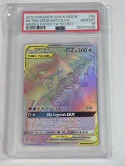 2019 POKEMON SUN & MOON HIDDEN FATES SECRET FA/MOLTRES ZAPDOS ARTICUNO GX PSA 10 - Image 1