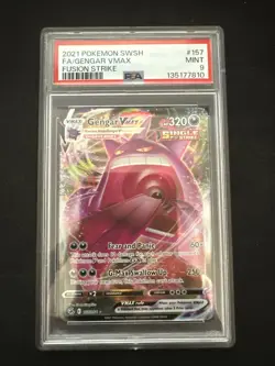 2021 POKEMON SWORD & SHIELD FUSION STRIKE #157 FULL ART/GENGAR VMAX PSA 9 - Image 1