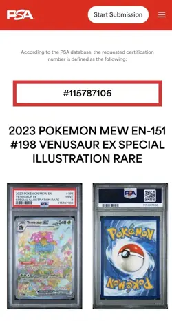 2023 POKEMON MEW EN-151 SPECIAL ILLUSTRATION RARE #198 VENUSAUR EX PSA 9 - Image 1