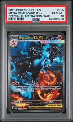 2025 POKEMON PFL EN-PHANTASMAL FLAMES #125 MEGA CHARIZARD X EX PSA 10 - Image 1
