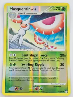 Pokemon Masquerain Reverse Holo Diamond and Pearl Mysterious Treasures 55/123 LP - Image 1