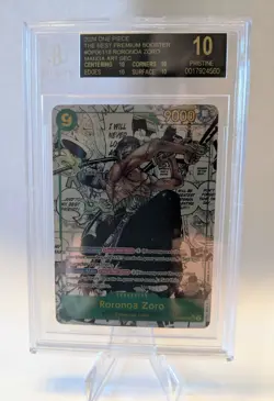 One Piece Karte Roronoa Zoro BGS Black Label 10 Beckett OP06-118 SEC - Image 1