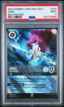 2024 DISNEY LORCANA EN 4-URSULA'S RETURN ENCHANTED ARIEL - SONIC WARRIOR PSA 9 - Image 1
